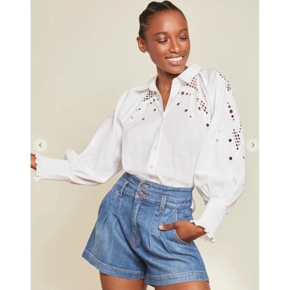 VERONICA BEARD Jaylen High Rise Jean Shorts Blue Denim Size 28 - Picture 2 of 16